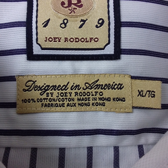 Joey Rodolfo 1879 NWT Men's Dress Shirt Button Front L/S Point Collar Striped - Picture 10 of 11